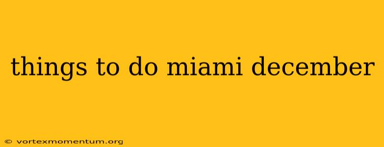 things to do miami december